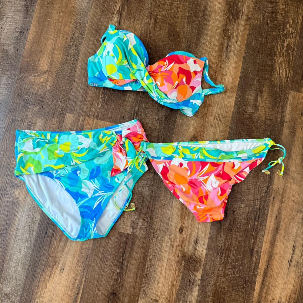 Bleu Rod Beattie 3 piece Colorful Floral Bikini - Picture 8 of 13